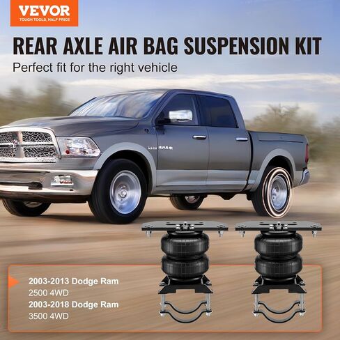 VEVOR Air Bag Suspension Kit, Air Springs Suspension Bag Kit Compatible with 2003-2013 Dodge Ram 2500 4WD, 2003-2018 Dodge Ram 3500 4WD, 5000 lbs Loading, 5 to 100 PSI in Kuwait