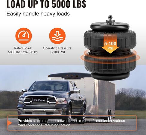 VEVOR Air Bag Suspension Kit, Air Springs Suspension Bag Kit Compatible with 2003-2013 Dodge Ram 2500 4WD, 2003-2018 Dodge Ram 3500 4WD, 5000 lbs Loading, 5 to 100 PSI in Kuwait