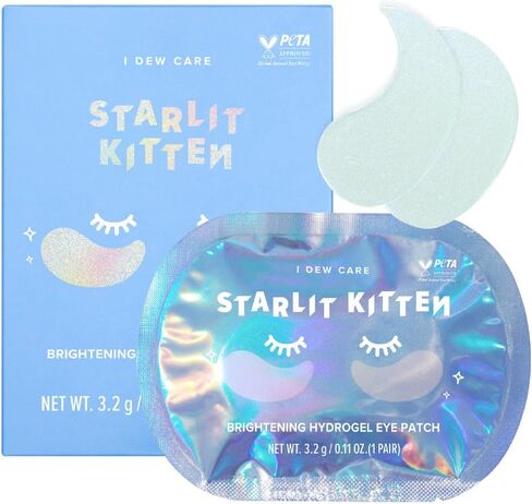 I Dew Care Hydrogel Eye Patch - Starlit Kitten | Reduce Dark Circles, Fine Line, Pufffy Eyes, Eye Bags with Caffein, Jewel Powder, Hyluronic Acid, Niacinamide, Hydrating and Brightening Under Eye Patches, Korean Skin Care, Eye Masks for Adults, 5 EA in Kuwait