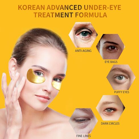 Under Eye Patches for Puffy Eyes Treatment 24 Pairs, 24K Gold Under Eye Masks for Dark Circles and Puffiness, Eye Gel Pads w/Collagen, Hyaluronic Acid, Rose Essence, Vitamins for Eye Bags Treatment in Saudi Arabia