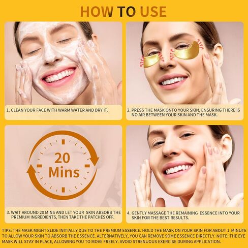 Under Eye Patches for Puffy Eyes Treatment 24 Pairs, 24K Gold Under Eye Masks for Dark Circles and Puffiness, Eye Gel Pads w/Collagen, Hyaluronic Acid, Rose Essence, Vitamins for Eye Bags Treatment in Saudi Arabia