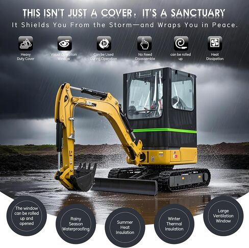 Mini Excavator Cover,Transparent Excavator Cab Enclosure,1680D Waterproof Oxford Fabric + EVA HD Transparent See-Through Material, 45x43x61in, for Bobcat E20/Kubota U17 etc, 1760-3530 lbs.(Black) in Saudi Arabia