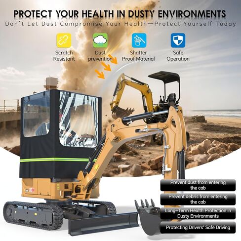 Mini Excavator Cover,Transparent Excavator Cab Enclosure,1680D Waterproof Oxford Fabric + EVA HD Transparent See-Through Material, 45x43x61in, for Bobcat E20/Kubota U17 etc, 1760-3530 lbs.(Black) in Saudi Arabia