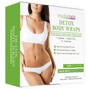 Brazilian Belle Detox Clay Body Wraps for Women | Quick 30 Minute Formula with Bentonite Clay, Bandage Wrap, and Plastic Wrap