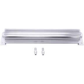 1 Set SHLPDFM Transmission Cooler 15" Dual Pass Satin Aluminum Finned Transmission Oil Cooler w/fittings