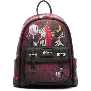 Disney Nightmare Before Christmas Jack and Sally 11" Vegan Leather Fashion Mini Backpack