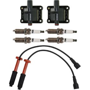 TRQ Ignition Kit Coil Coil Parch Slips مجموعة سلك متوافقة مع 1997 Mercedes-Benz C230