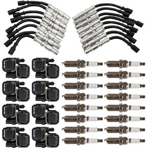 TRQ Ignition Kit Ignition Coil Spark Plugs Wire Set Compatible with 98-08 Mercedes-Benz