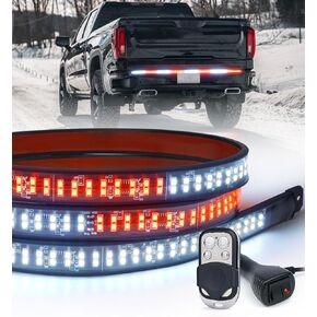 LUMENIX 60" Inch Strobe Light Strips Back Window | Tailgate LED Flexible Emergency Warning Flashing Firefighter Lights Bar w/Wireless Remote for First Responder POV Vehicles Fire Trucks - Red White