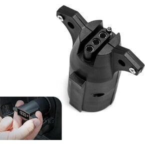 7 Way to 4 Way Trailer Plug Adapter, Waterproof 7 Pin Blade to 4 Pin Flat Trailer Plug, Trailer Plug Adapter Round Connector Accessories, Universal for RV Truck Trailer Tow Hitch (Black)