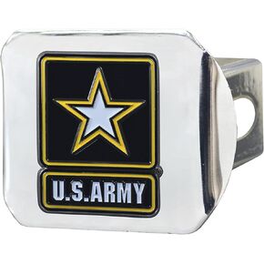 Fanmats United States Army Metal Hitch Cover مع شعار Team Team ثلاثي الأبعاد فريد من نوعه تصميم شعار ثلاثي الأبعاد - التثبيت السهل على الشاحنة وسيارات الدفع الرباعي والسيارة - هدية مثالية للخدمة المسلحة المسلحة المخضرمة
