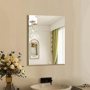 Mirrorons Frameless Mirror, Wall Mirror 18" x 24", Modern Rectangle Bathroom Mirrors for Wall with Polished Edge, Horizontally or Vertically. Upgraded Shatterproof Mirror, Entryways, Bathroom, Gym.