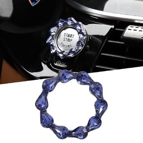 Tomall Bling Car Engine Button Cover Bling Interior Crystal Push Bush Button Cap Sparkly Teardrop Gem Ignition Ring محرك Rhinestone Start Stop Trim Decorations Universal للسيارة (الأرجواني)