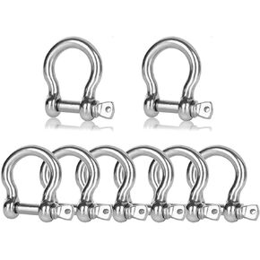 10 PCS Anchor Shackle 3/8 Bow Shackle M10 Screw Shackle 304 Stainless Steel Chain Shackle Clevis Heavy Duty Screw Pin Shackle for Anchor, Towing, Off Road Recovery
