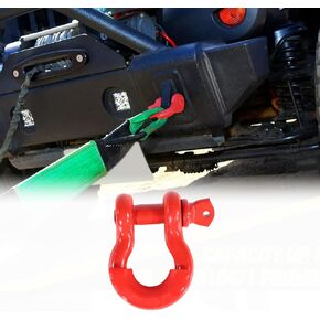 High-Intensity U-Shaped Support Shackles Fit for Wrangler, 12,500 lbs Capacity,Red Color