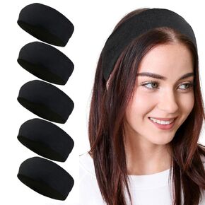 Styla Hair Headbands for Women Stretch Fashion Headbands 10 Pack Non-Slip Head Wraps Great for Spa, Sports, Yoga, Pilates, Running, Gym Headband, Workouts - Black