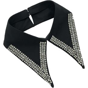 Women Big Fake Collar Detachable Rhinestones Half Shirt Blouse False Collar Choker Necklace Decorate