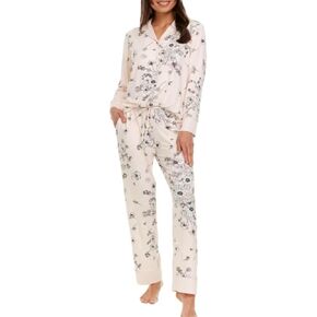 FN Women's 2 قطعة Super Super Satin Trim Troch Twch Twch Pajama Sleege Lounge