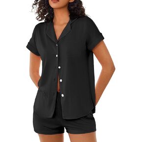 Ekouaer Womens Button Down Pajamas Set 2 Piece Sleepwear Short Sleeve Pjs Soft Stripe Lounge Sets in Kuwait