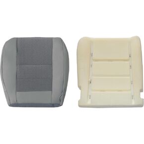 SecosAutoparts Driver Side Bottom & Foam Cushion Replacement Cloth Seat Cover Gray Compatible with Ford F250 F350 F450 F550 2003 2004 2005 2006 2007