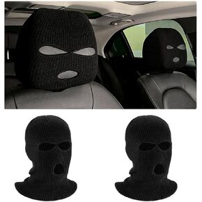 2 PCS Car Headrest Cover, Personalized Funny 3 Hole Auto Seat Full Face Mask Headcover, Ski Mask Wrap Protection for Front Seat Head Rest Decoration, Car Accessories (Pink) in Kuwait