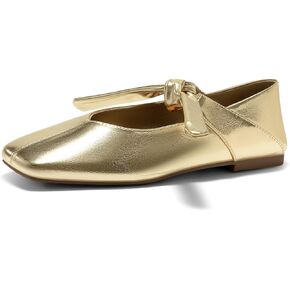 Coutgo Womens Mary Jane Flats Bow Square Toe Ballet Flats Spile Slip Mosty على أحذية مسطحة