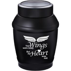 Urns for Ashes Decorative Urns for Adult Human Urns Decorative Cremation Urn for Human Ashes Funeral Urns for Human Ashes Female & Male Black Your Wings were Ready, But My Heart was Not Black
