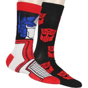 HIM Transformers Men Optimus Prime Autobot Logo Adult 2-Pack Mid-Calf Crew Socks Size 6-12