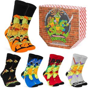 Teenage Mutant Ninja Turtles Mens Socks - Pack of 5 Crew Socks for Men Teenagers Soft Breathable Size 7-11 Gifts for Him