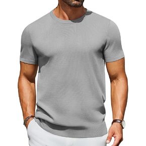 Coofandy Men Men Short Sleeve Crew Neck Sweater Discal Pullover sendered stist top Summer Fashion Tees Light Gray