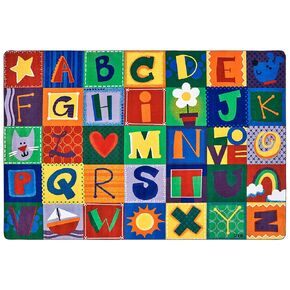 السجاد للأطفال 3800 Kidsoft Alphabet Blocks Classroom Aity Aity Geting Rug 6ft × 9ft Rectangle Multi Color