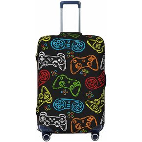 Colorful Game Console Controller Luggage Suitcase Covers Elastic Washable Funny Gaming Luggage Protector Travel Suitcase Protective Cover For Kid And Adult, M (Fit 22-24 Inch Luggage)