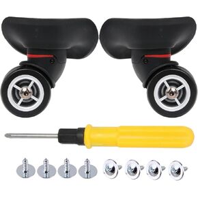 Doublelife 1pair Replacment Black Luggage Swivel Repair Suitcase Parts Casters Wheels 49mm Heavy Duty with Screws
