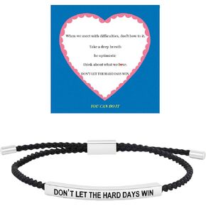 Dont Let The Hard Days Win Bracelet for Women Men, Handmade Braided Adjustable Wrap Stainless Steel Inspirational Bracelet Jewelry Gifts
