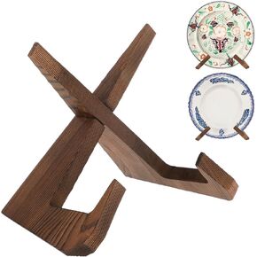 Wooden Bowl Display Stand, 6.7 Inch Plate Stands for Display, Decorative Table Top Plate Holder, Easel Frame Holder Stand for Large Deep Bowls Plates Dishes