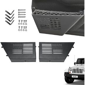جيوب تخزين الباب الأمامي الأمريكية تناسب Jeep Wrangler JK/JKU 2007-2018 2/4 باب-صندوق منظم المعادن 2 مع طلاء مضاد للتشويش (استبدل صافي التراكسي)