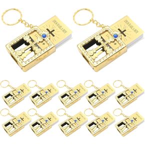 12Pcs Spanish Miniature Bible Key Ring, Spanish Mini Holy Bible with Hard Cover Keychain, Gold Keychain for First Communion