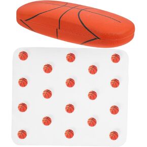 FRCOLOR Hard Shell Eyeglasses Case Cool Basketball Pattern Portable Sunglasses Case for Kids Students Teenager Travel Eye Glass Protective Case with Cleaning Cloth