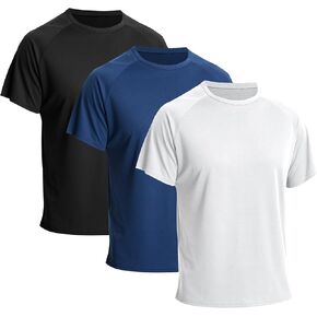 LANBAOSI 3 Pack Workout Running Shirts for Men Moisture Wicking Quick Dry Athletic Active Men's Gym Performance T Shirts