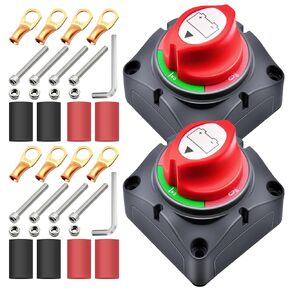 275A Battery Disconnect Switch 12V-48V Heavy Duty, Quality Battery Cut Off Shut Off On/Off Switch for Automotive, Marine, Boat, Car, RV, ATV, Trunk Vehicles (Pack of 2)