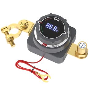 Battery Disconnect Switch, Hoodutric On/Off 5-80V Top Post Car Battery Disconnect Switch with Voltmeter Power Cut Master Disconnect Isolator for Car Truck RV and Boat