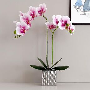 Artificial Orchids Silver Vases Orchids Artificial Flowers Yellow Orchid Height 20 inches