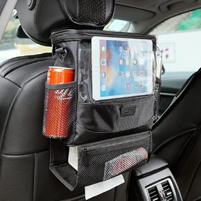 Car Organizer Storage, Car Tissue Holder, Cooler Bag with Phone iPad Holder, Backseat Watertight Insulated Food Pocket, Seat Back Container, Upgraded Style