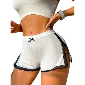 Oyoangle Lace Lace Mid Rise Boyshorts تقطع ملابس داخلية مضلعة