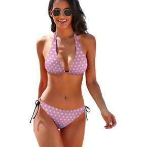 Women's Sexy Polka Dot Bikini Set Two Piece Halter String Triangle Swimsuit