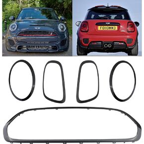 5pcs الأمامي الشبكة الإطار المحيط بمصباح الأمامي المصباح الخلفي الخاتم حلقة متوافقة مع Mini Cooper F55 F56 F57 2014-2021 Black