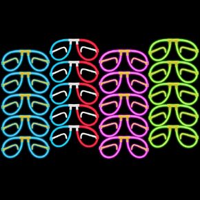 Glow Fever Glow في النظارات الداكنة للحفلة - نظارات 20CT القابلة للانحناء مع الموصلات - Glow Glow Party Pack for Forcts و Halloween & Birthday Party Party Favors - Multi
