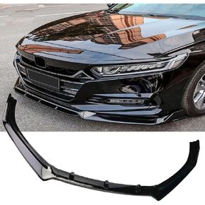 MUCO New Front Bumper Lip Compatible with 2018-2021 10th Gen Honda Accord 4 Door Sedan Glossy Black