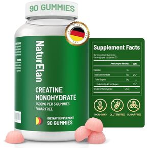 Creatine Monohydrate Gummies 4500mg - One Month Creatine Supply for Men & Women, Sugar Free, Third-Party Tested, Berry Flavor, Vegan, Gluten Free, Non-GMO, Muscle Growth, Strength & Faster Recovery