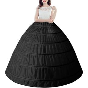 Mannice Full 6 Hoop Petticoat Skirt ، تنورات ثنائية للنساء الطابق طول الكرينولين أسفل النزول الزائد لحفل الزفاف